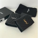 Fake YSL Saint Laurent Short MONOGRAM 459738 Black Wallet