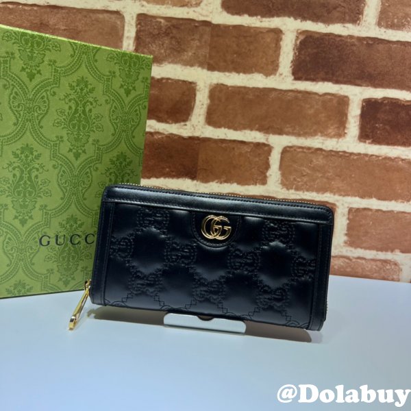 Gucci Replica Luxury Designer 723784 GG Matelassé Zip-around Wallet