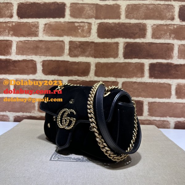 Affordable 446744 Black Marmont Top-Quality Fake Gucci Bags