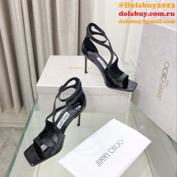 Azia 110 Patent Leather Sandal Knockoff Jimmy Choo Heel: 8.5 cm Shoes