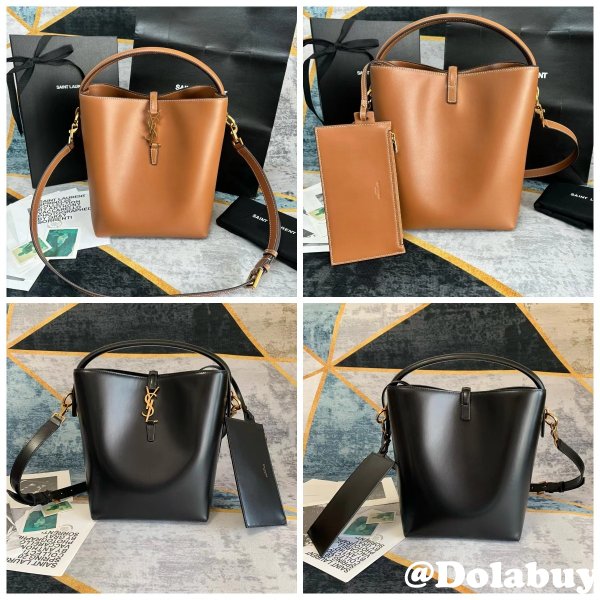 Le 37 In Shiny Leather Hobo Buckets 742828 Replica Saint Laurent Bag