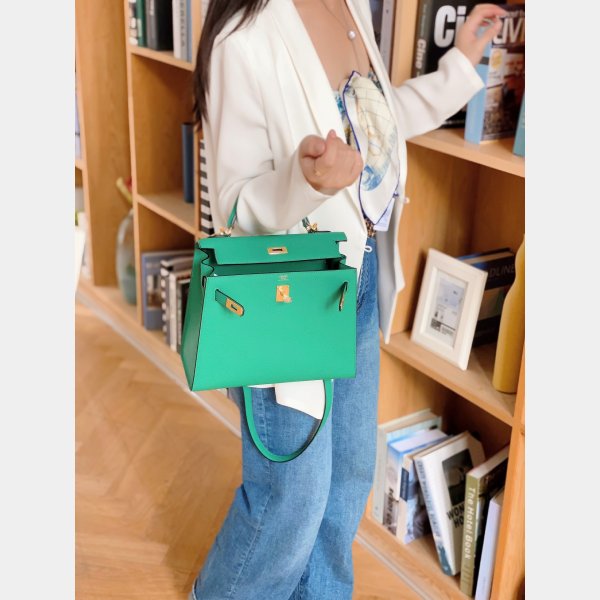 Replica Hermes Vert Jade Green Kelly Online Store Bag