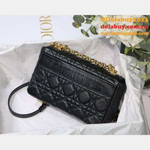 Wholesale Dior Caro 20cm Bag Black Supple Cannage Calfskin