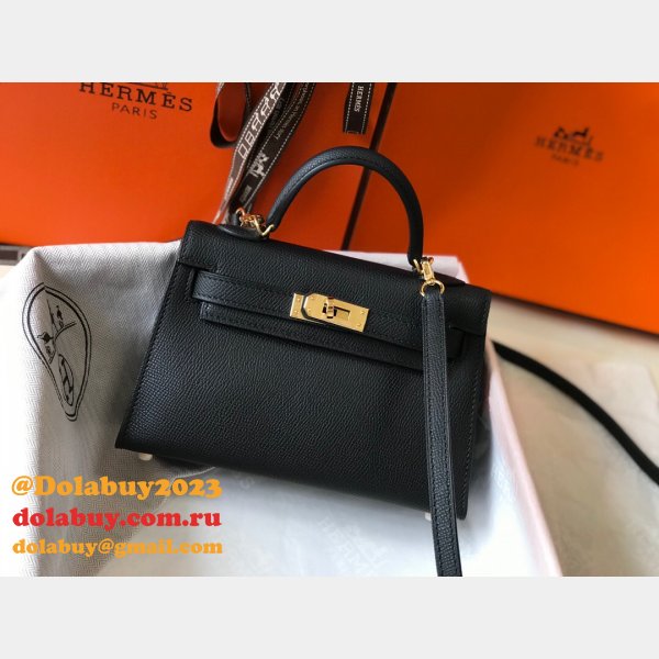 Hermes Mini Kelly Black Replica Handbag Epsom leather