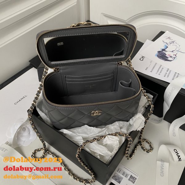 Best Luxury Fake Designer Vanity Ap2199 Chain Top Bnib Black