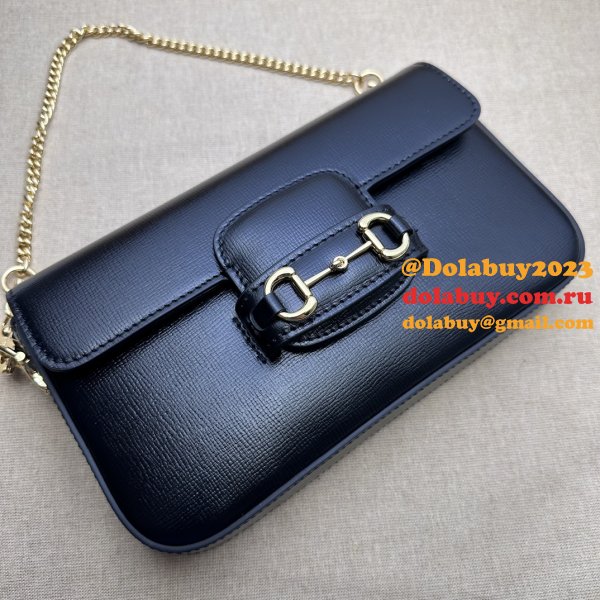 High Quality 752002 Horsebit Black 1955 Replica Gucci Designer Bag