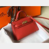 Replica Hermes Red Mini Kelly Handbag Epsom leather