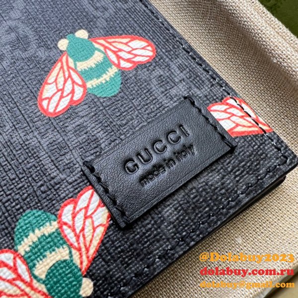 Gucci Designer Luxury GG Supreme 451268 Bestiary bees Large Wallet