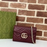 Gucci Fake GG Marmont Chain Wallets 474575 Red Bag