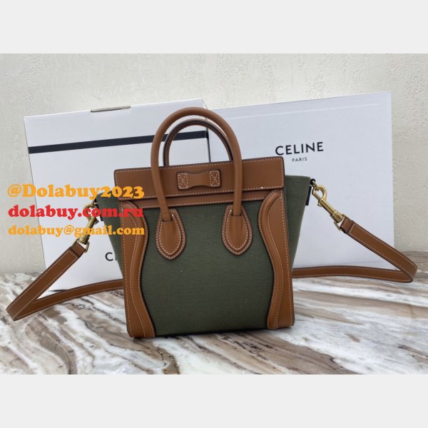 Designer Replica Celine Brown/Green Luggage Bags For Sale