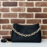 Gucci Designer Copy GG Emblem Small Shoulder Chain 815263 Black Bag