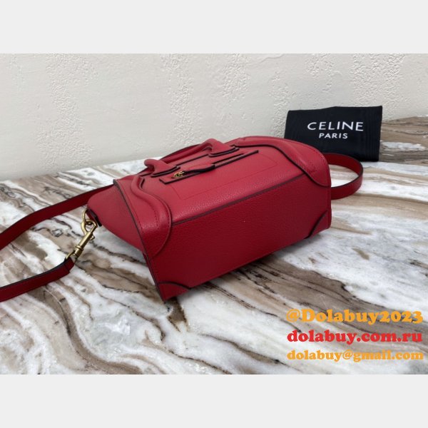 Celine Replica Red Luggage Nano Shopper 168243 Women's Leather