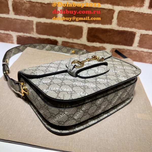 High Quality GG Supreme Designer Gucci Fake 602204 1955 Horsebit Shoulder Bag