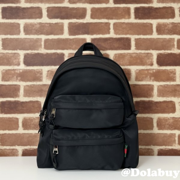 Medium Gucci Backpack Mens with GG Logo 800265 Black Replica Bags