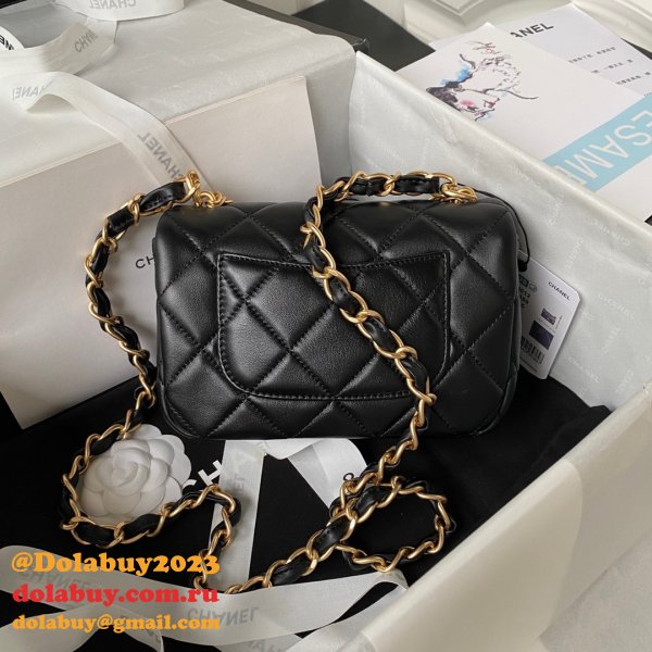 Perfect Copy Top Quality AS4012 Flap Black Replica Bag